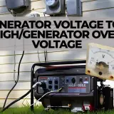 Ein tragbarer AVR Generator mit einem Voltmeter, das eine zu hohe Spannung anzeigt.