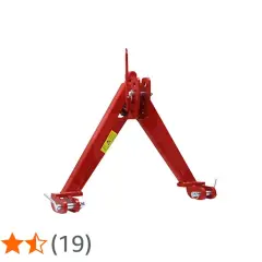 Rotes Schlepperdreieck mit zwei Armen und Verbindungsstücken, bereit für den Einsatz.