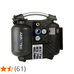 Kompakter aerotec kompressor mit 5 Liter Tank, 1,5 PS und 10 bar Druck. Ideal für unterwegs.