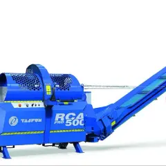 Blauer Tajfun RCA 500 Pro Sägespalter mit Förderband. Informieren Sie sich über den Tajfun RCA 500 Pro Preis und professionelles Arbeiten.