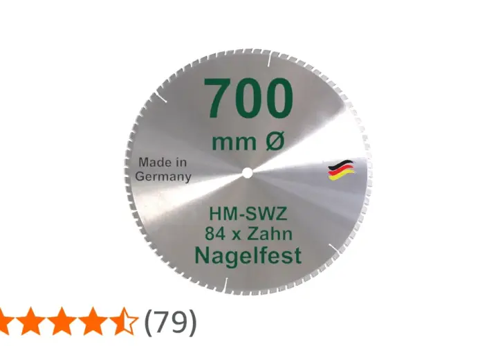 Hochwertiges sägeblatt 700 mm 84 zähne, Made in Germany. Ideal für nagelfeste Schnitte.