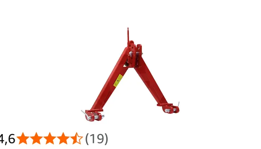 Rotes Schlepperdreieck mit zwei Armen und Verbindungsstücken, bereit für den Einsatz.