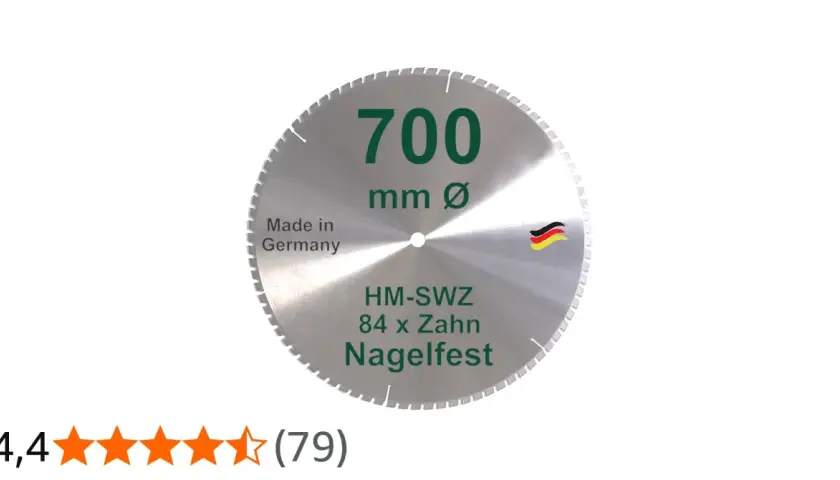 Hochwertiges sägeblatt 700 mm 84 zähne, Made in Germany. Ideal für nagelfeste Schnitte.