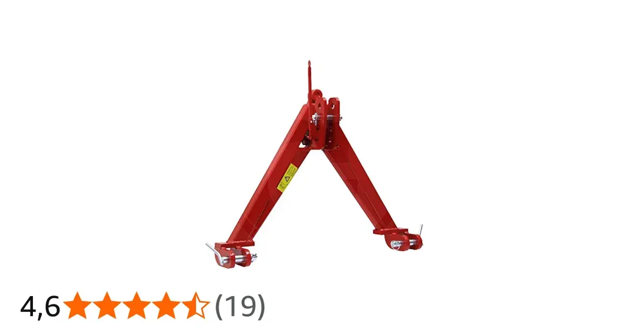 Rotes Schlepperdreieck mit zwei Armen und Verbindungsstücken, bereit für den Einsatz.