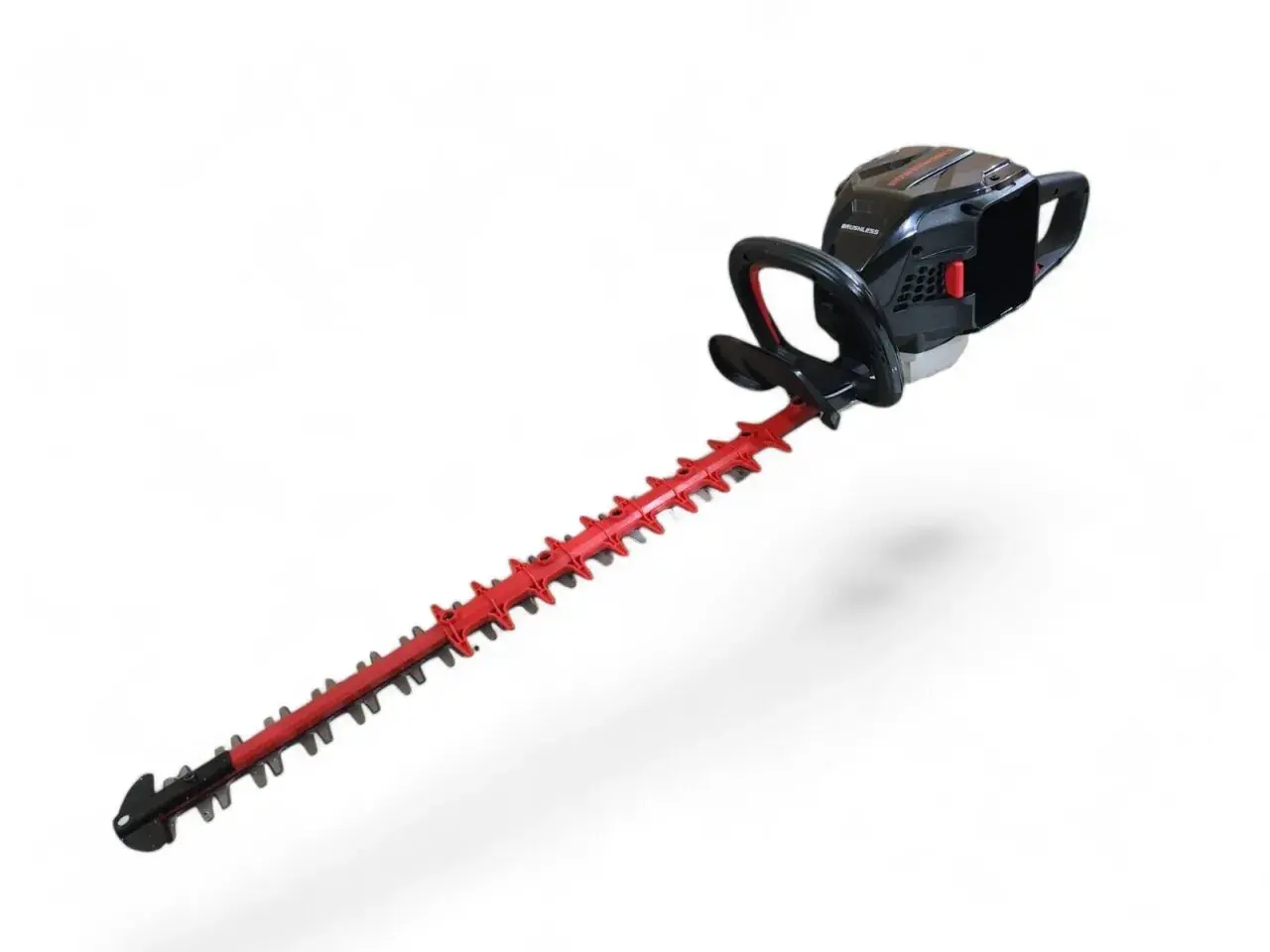Schwarze Heckenschere mit rotem Messer, ein leistungsstarkes Werkzeug für Ihre Gartenarbeit, Cramer Gartengeräte.
