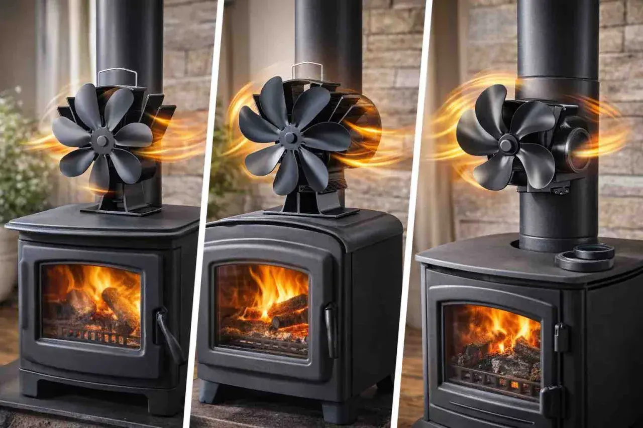 So stellen Sie den Ofenventilator richtig auf: Er nutzt die Wärme des Ofens, um die Luft zu verteilen.