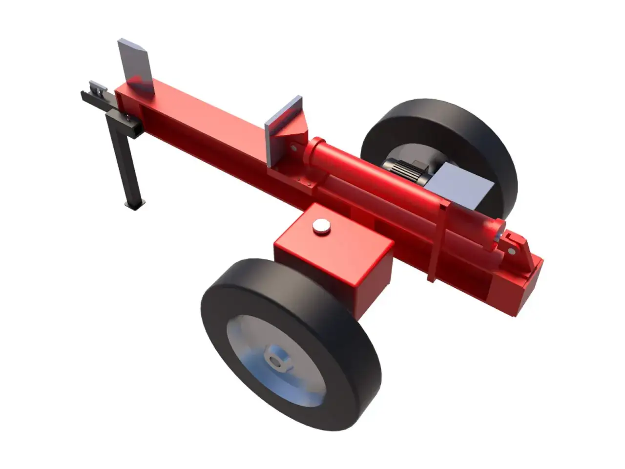 Roter, manueller Holzspalter mit R&auml;dern, ideal zum Holzspalter manuell selber bauen.