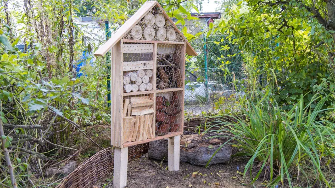 Ein wildbienenhotel selber bauen ist eine tolle Idee! Dieses Hotel bietet Unterschlupf mit Holz, Zapfen und Ton.